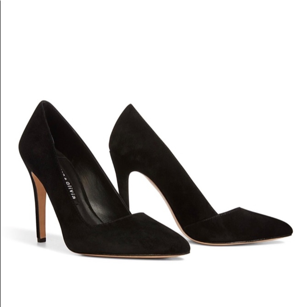 Alice + Olivia black suede Dina heel in US 9
